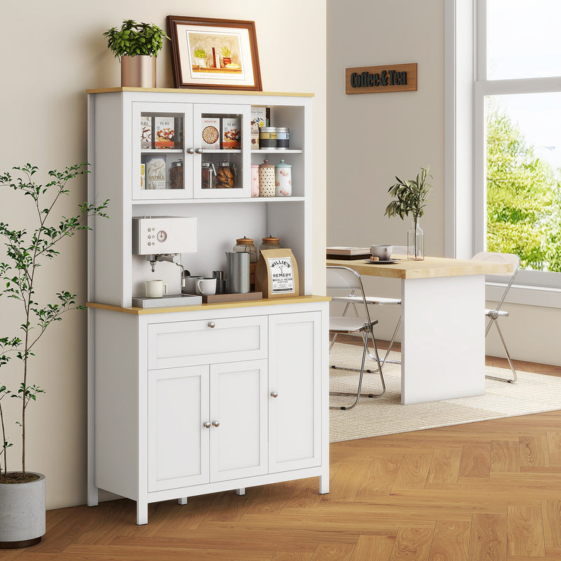 Credenza Dispensa Cucina Armadietti con Mensole Regolabili 100x40x180 cm Bianco  -2