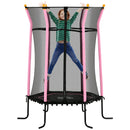 Trampolino Tappeto Elastico per Bambini con Ingresso a Cerniera e Pali Imbottiti Ø163.5x190 cm in Acciaio, PP e EPE Rosa -1