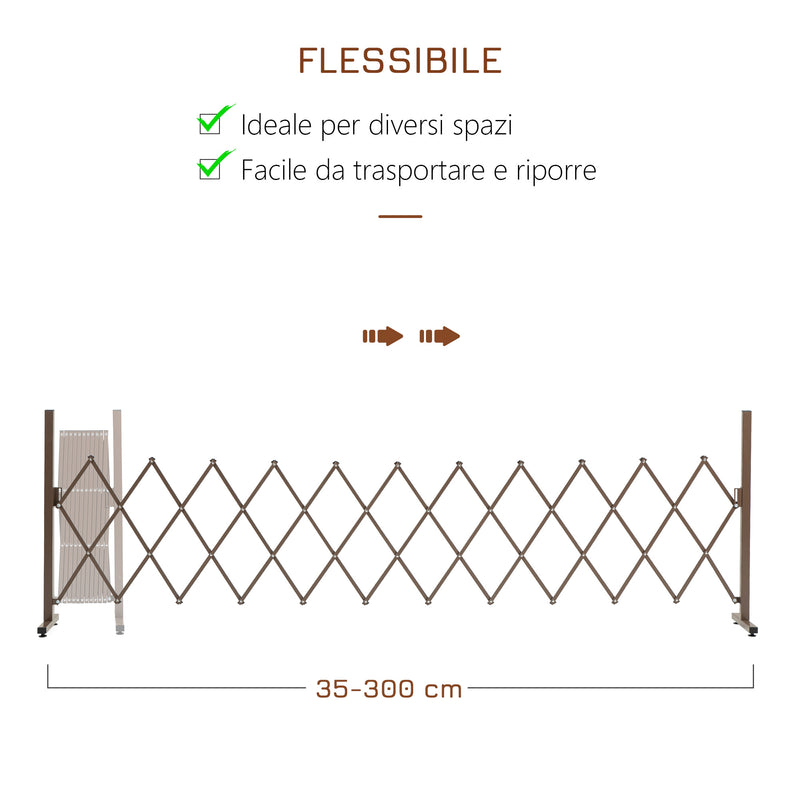 Recinzione per Giardino Estensibile Autoportante 35-300 cm in Metallo e Alluminio Marrone Scuro-5