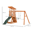 Set con Scivolo 2 Altalene da Giardino e Parete da Arrampicata per Bambini 261x269x228 cm in Legno-3