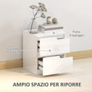 Comodino con Cassetti 40x40x48 cm in Legno Bianco Lucido  -5