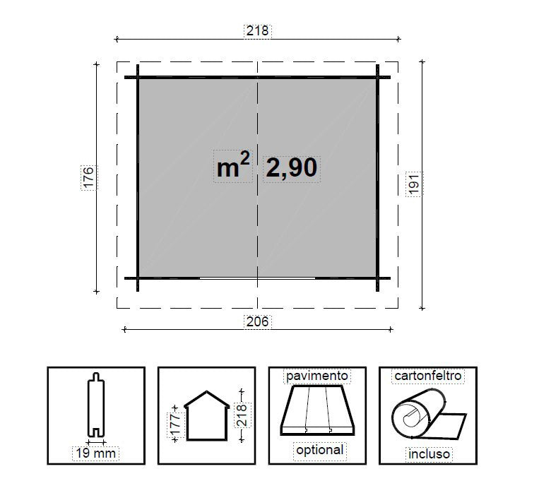 Casetta Box da Giardino per Attrezzi 206x176 cm in Legno Clara-6