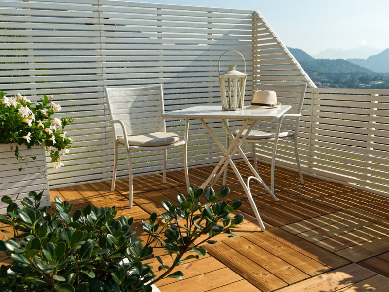 Pannello Frangivista da Giardino 180x170H cm Delux in Legno Laccato Bianco-2