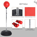 Punching Ball da Terra Altezza Regolabile Base Riempibile Ø43x126-144 cm Guantoni Inclusi Rosso -7