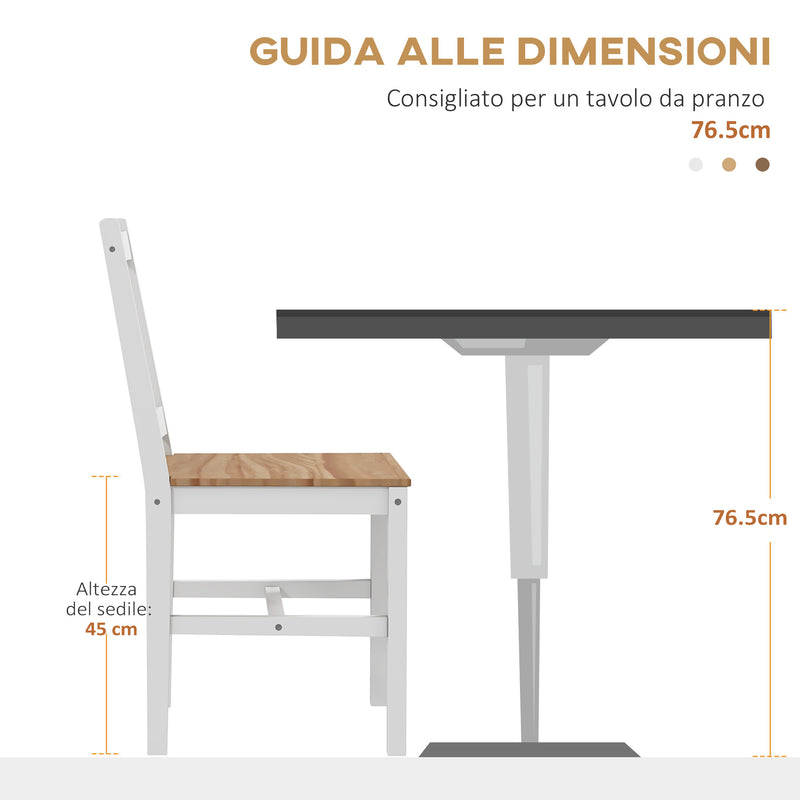 Set 4 Sedie per Cucina e Soggiorno con Schienale a Croce 41x46,5x86 cm in Legno di Pino Bianco e Rovere-7