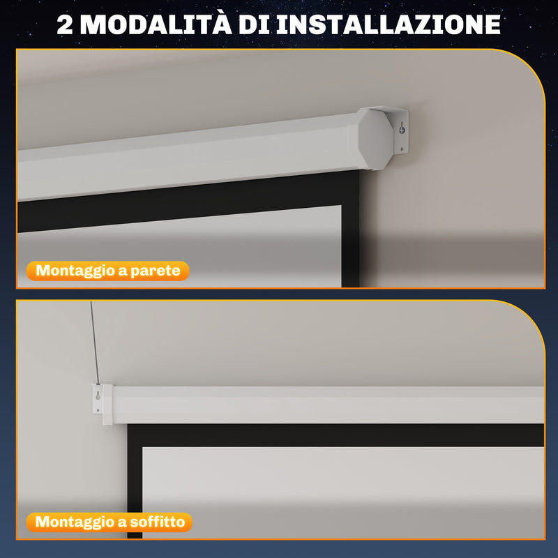 Telo Proiettore  84" Formato 4:3 a Parete o Soffitto 181x8x138 cm Bianco -7