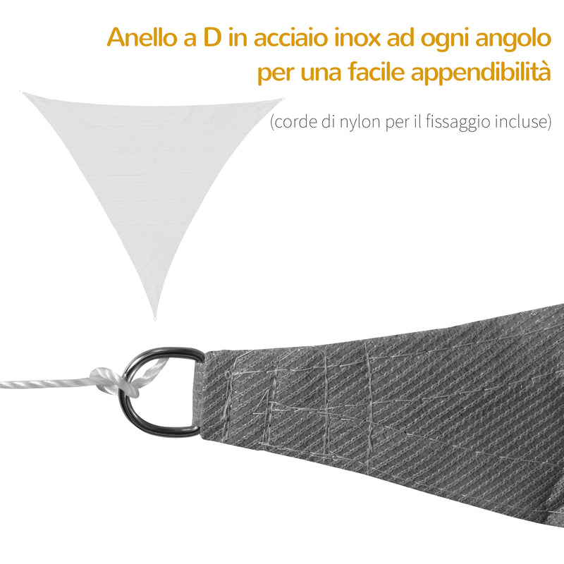 Tenda a Vela Triangolare Anti-UV e Traspirante 5x5x5 m con Ganci a D in Polietilene-4