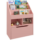 Libreria per Bambini con Ripiani Mensole e Cassetto 60x29,9x90 cm in MDF Rosa -1