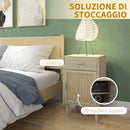 Set 2 Comodini per Camera da Letto con Cassetto e Anta 40x40x68,5 cm in Rattan Stile Boho Naturale-5