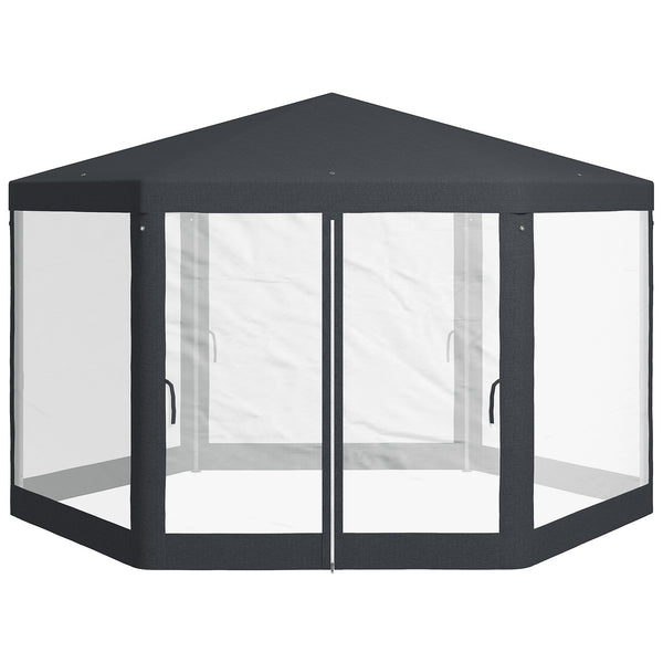 Gazebo da Giardino Esagonale con Doppio Ingresso 3.94x3.94x2.5 m in Metallo e Poliestere Grigio prezzo