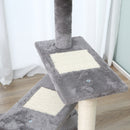 Albero Tiragraffi per Gatti 48,5x 48,5x100 cm con Lettino Pali in Sisal Rivestimento in Peluche Grigio-8