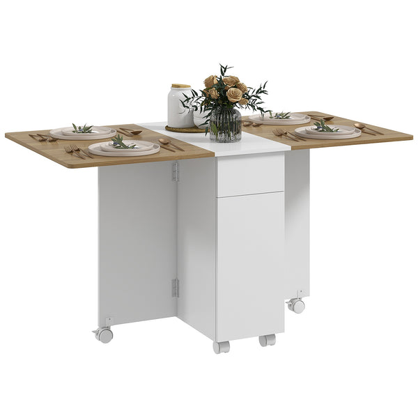 prezzo Tavolo Rettangolare Allungabile con Armadietto e Cassetti 140x76x74 cm Bianco e Color Legno