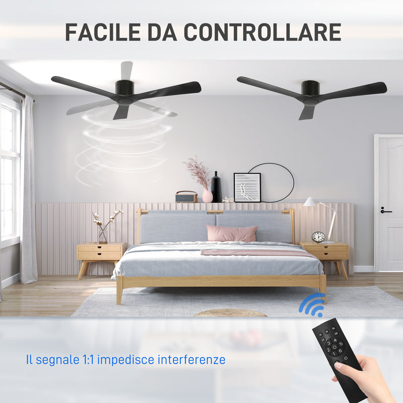 Ventilatore da Soffitto Reversibile a 3 Pale con 6 Velocità Ø132 cm Timer fino 8 Ore e Telecomando Nero-7