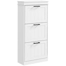 Scarpiera 3 Cassetti Ribaltabili e Regolabili 15 Paia di Scarpe 54x24x117,5 cm Bianco  -1