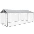 Kennel per Cani da Esterno 6x2,3x2,3m con Tetto Impermeabile in Tessuto Oxford e Acciaio Argento-1