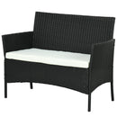 Divano da Giardino a 2 Posti con Cuscino e Braccioli 100x54x80cm in Rattan PE e Acciaio Nero-1