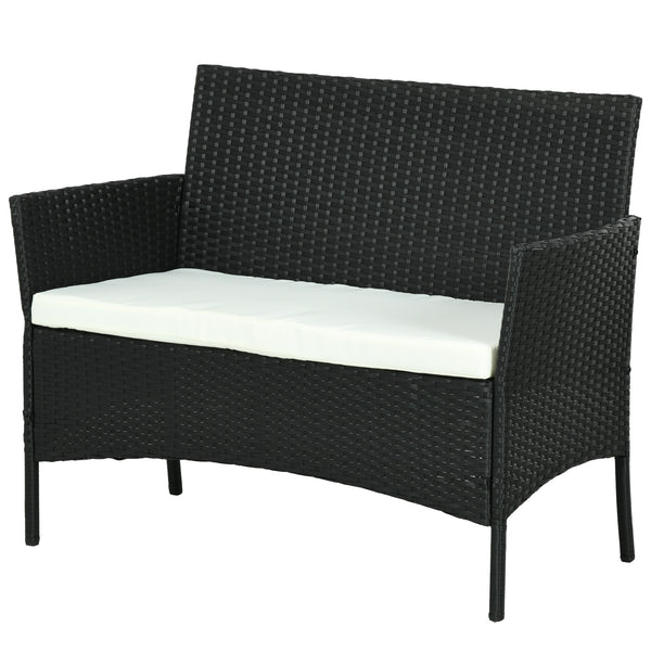 Divano da Giardino a 2 Posti con Cuscino e Braccioli 100x54x80cm in Rattan PE e Acciaio Nero prezzo