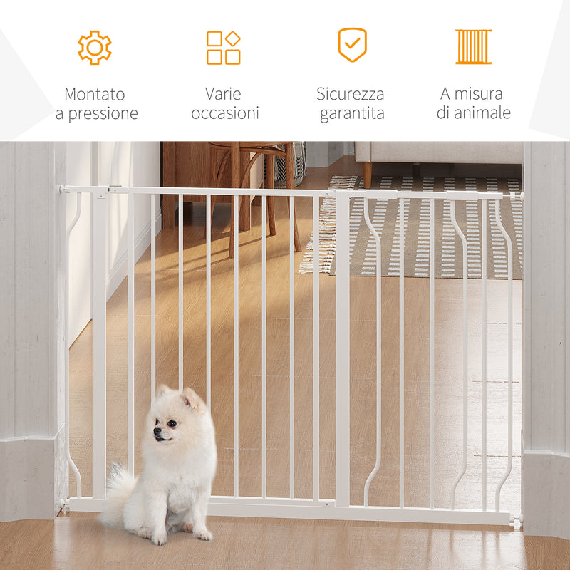 Cancelletto di Sicurezza per Cani Estensibile 75-115 cm per Scale e Porte in Acciaio e ABS Bianco-6