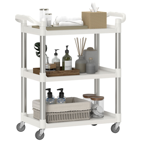 prezzo Carrello Portavivande 3 Livelli 88x44x93 cm Bianco e Argento