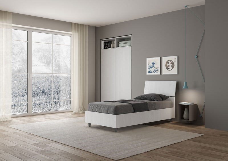 Letto Singolo Testata Inclinata Demas Bianco Frassino Varie Misure-3