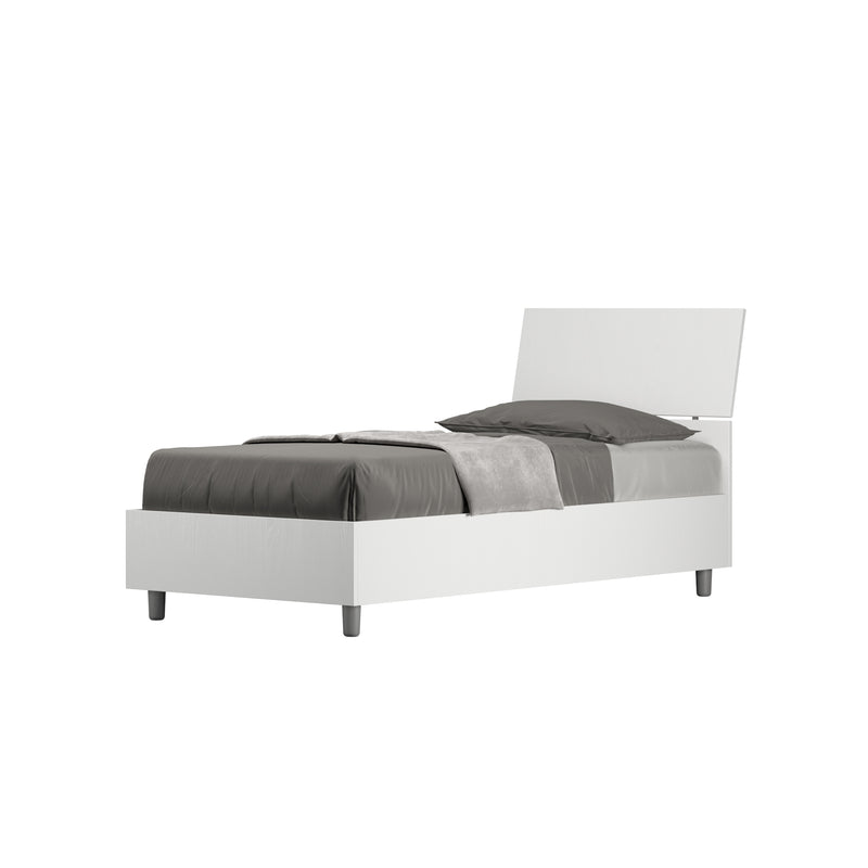 Letto Singolo Testata Inclinata Demas Bianco Frassino Varie Misure-1