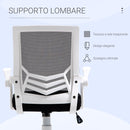 Sedia Operativa Ergonomica Altezza regolabile 94-104 cm Tessuto Effetto Lino Bianco e Nero -6