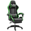 Sedia da Gaming Altezza Regolabile e Schienale Reclinabile 65x65x121-129 cm Nero e Verde   -1