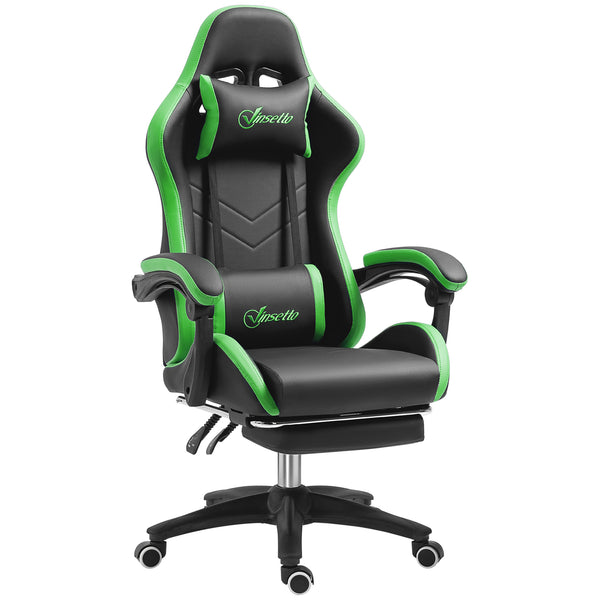 Sedia da Gaming Altezza Regolabile e Schienale Reclinabile 65x65x121-129 cm Nero e Verde acquista