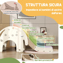 Scivolo da Interno con Canestro Design Elefante 163x57x75 cm Bianco Crema -5