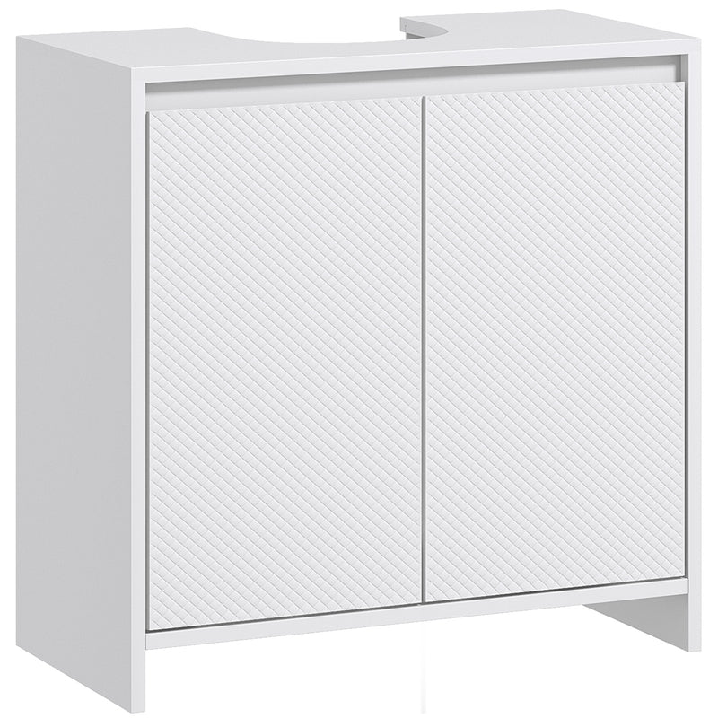 Mobile Sottolavello da Bagno 60x30x60cm 2 Ante Decorate Bianco  -1