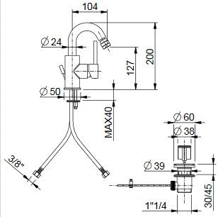 Rubinetto Miscelatore Monocomando Bidet con Bocca Girevole in Ottone Cromato Bonussi Missisipi-2