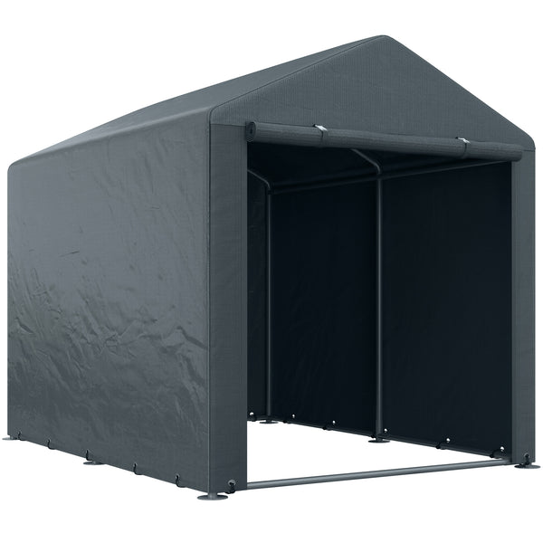 Capanno Box per Attrezzi da Giardino 160x218x172 cm Tenda in PE anti UV e Acciaio Grigio scuso prezzo