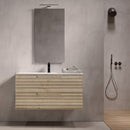 Mobile bagno sospeso 100 cm Rovere Alba ondulato Denver Senza Specchio Bonussi-2