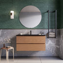 Mobile bagno sospeso 80 cm Rovere Cartagena lavabo nero opaco Seattle con Specchio Bonussi-1