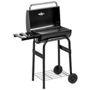 Barbecue a Carbone con Coperchio Termometro e Camino 83x46,5x115 cm in Metallo Nero-1