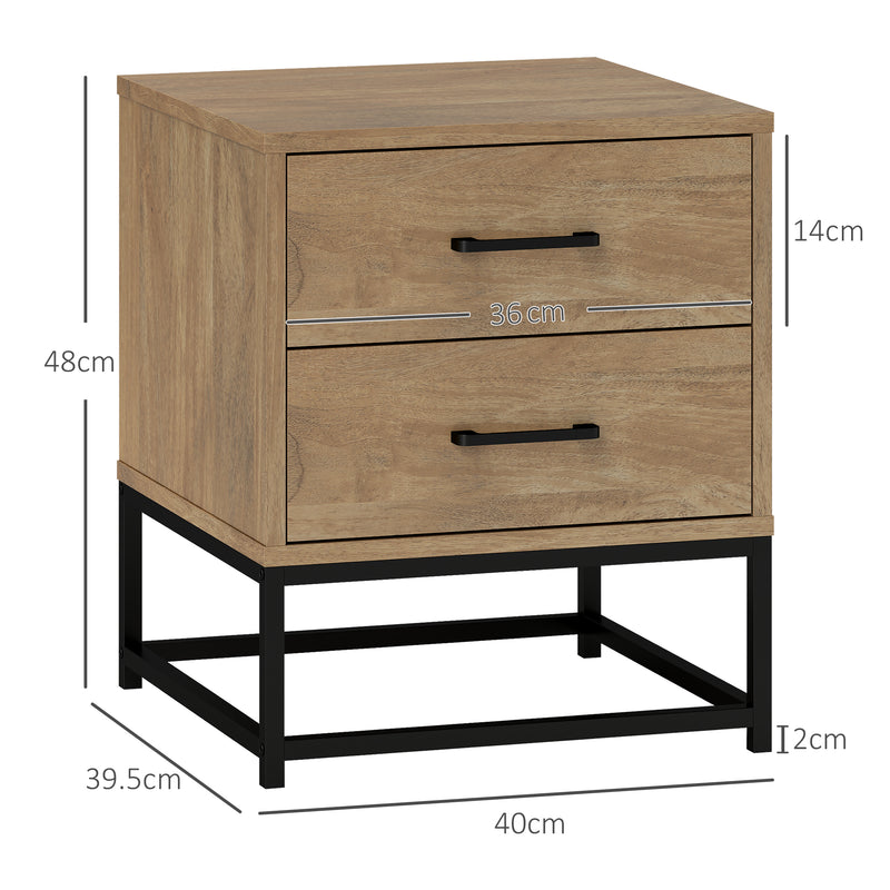 Set 2 Comodini Stile Industriale 40x39,5x48 cm in Legno e Acciaio   -3