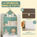 Libreria per Bambini 3 Ripiani e Cassetto e Dispositivo Antiribaltamento 50x30x119,5 cm Verde -6