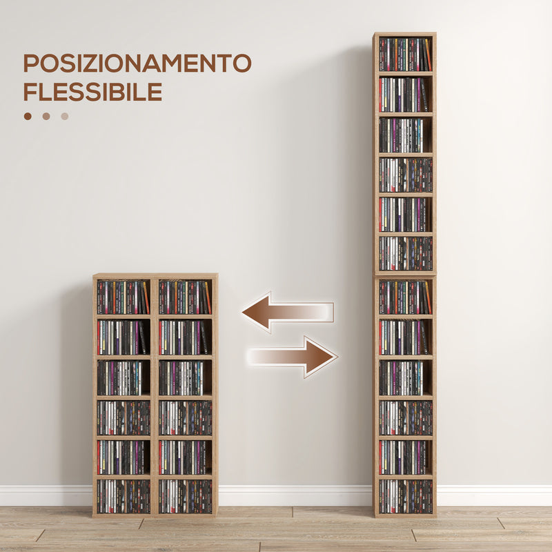 Set 2 Pezzi Mobile Libreria Porta CD 21x22.5x88,5 cm Colore Legno   -5