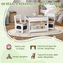 Set Tavolino per Bambini e 2 Sedie Piano del Tavolo 2 in 1 con Lavagna e Contenitori Grigio-5