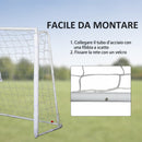 Porta da Calcio per Adulti e Bambini Bersaglio e Pali Rivestiti in Tessuto 186x62x123 cm Bianco -4