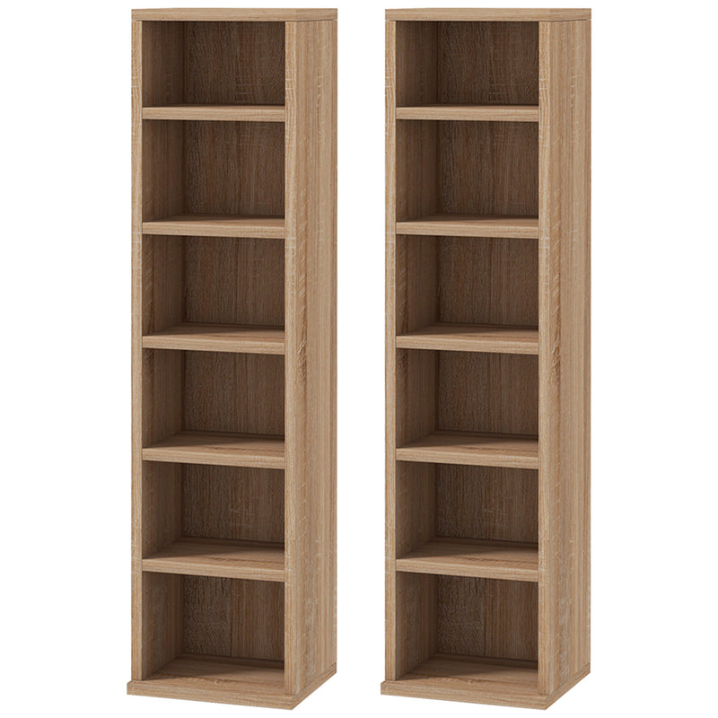 Set 2 Pezzi Mobile Libreria Porta CD 21x22.5x88,5 cm Colore Legno   -1