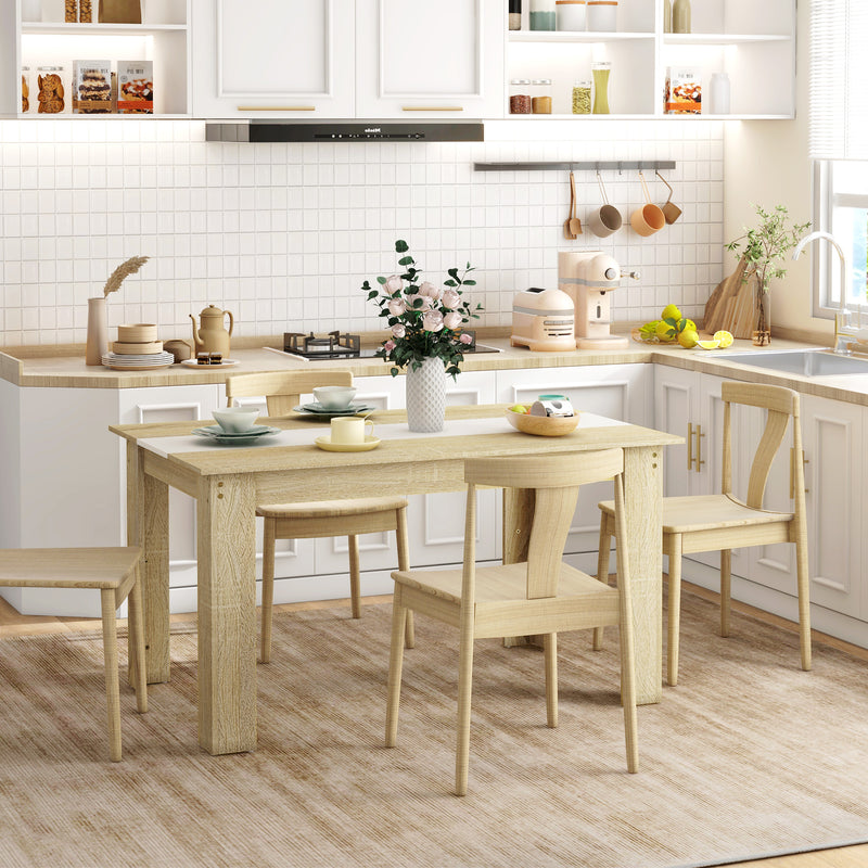 Tavolo da Pranzo Moderno per 6 Persone max 140x89,5x75 cm in Truciolato Bianco e color Rovere-7