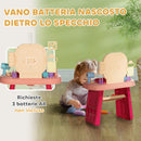 Specchiera Giocattolo per Bambini Tavolo Toeletta con Accessori e Rubinetto Rosa  -7