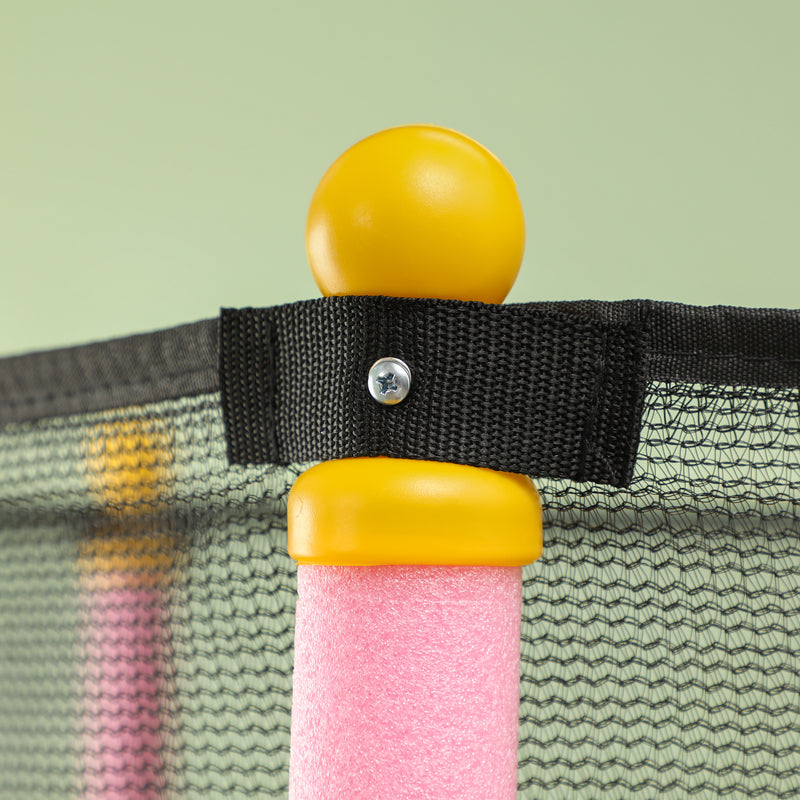 Trampolino Elastico per Bambini da 3 Anni Ø140 cm con Rete di Protezione Rosa e Nero -8