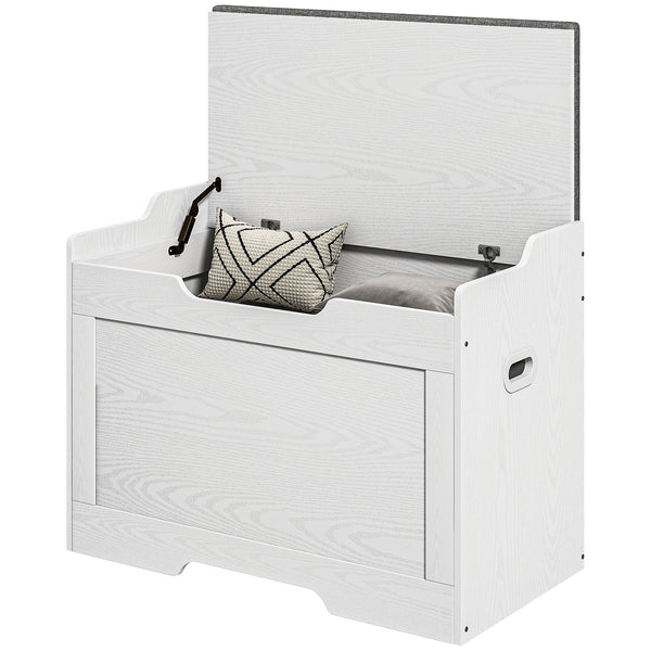 prezzo Panca Contenitore in Legno con Cuscino in Tessuto 103L 75x40x56cm Bianco