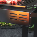 Barbecue a Carbone a 3 Livelli con Mensole Pieghevoli e Girarrosto 118x32x90 cm in Acciaio Inox Nero-8