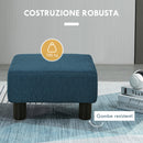 Pouf Poggiapiedi Imbottito 40x30x24 cm Rettangolare Blu Scuro  -5