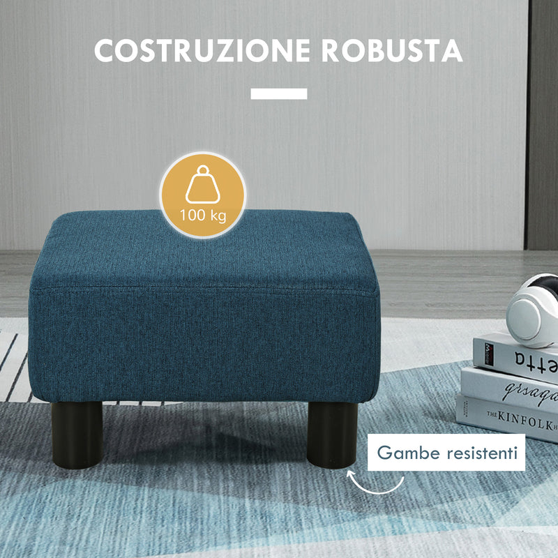 Pouf Poggiapiedi Imbottito 40x30x24 cm Rettangolare Blu Scuro  -5