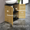 Mobile Sottolavello da Bagno 60,5x30,5x69,5 cm 2 Ante a Doghe Porta Asciugamani e Intaglio a U Legno e Nero -7