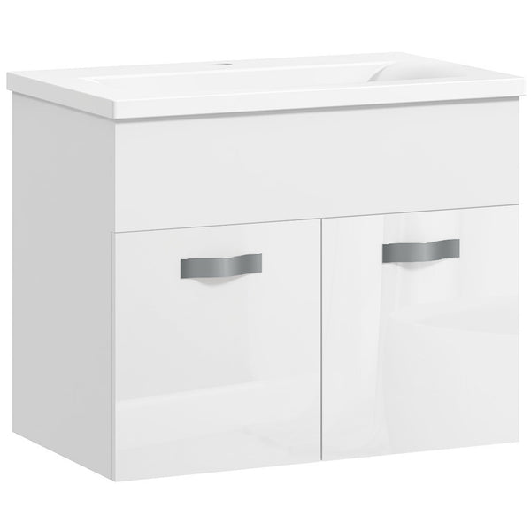 acquista Mobile da Bagno Sospeso con Lavabo in Ceramica 61x40x50 cm Bianco Lucido